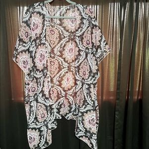 Sheer floral duster/cover-up; size L